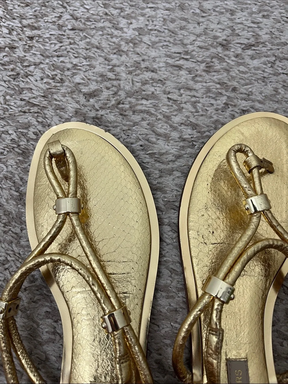 Michael Kors Holly Metallic Gold Leather Knotted Rope Sandals - Size 8.5 / 39